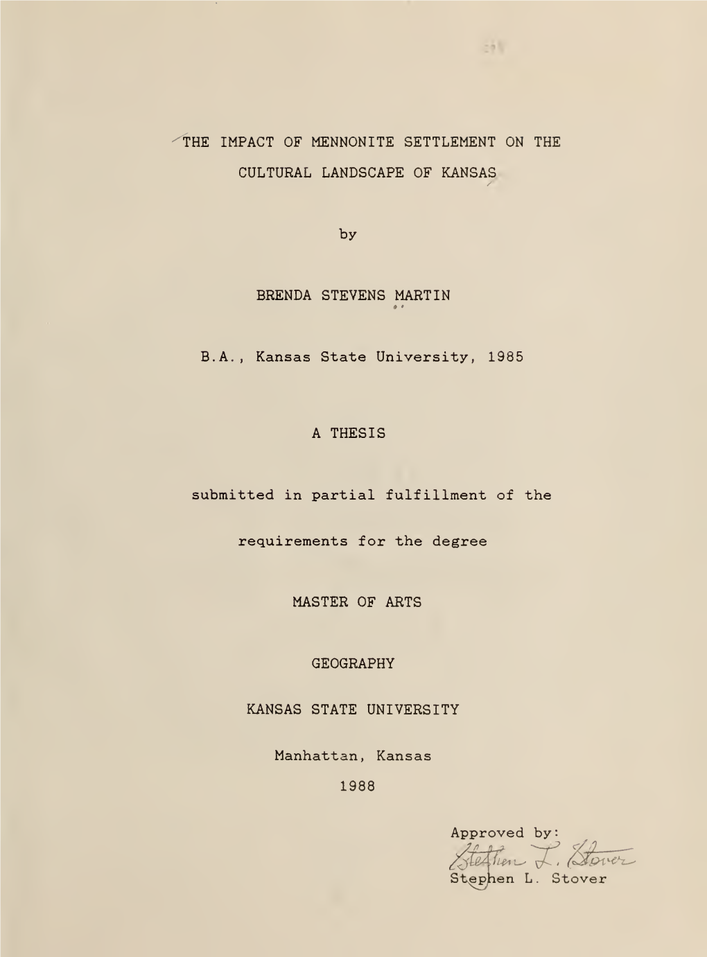 Impact of Mennonite Settlement on the Cultural Landscape of Kansas