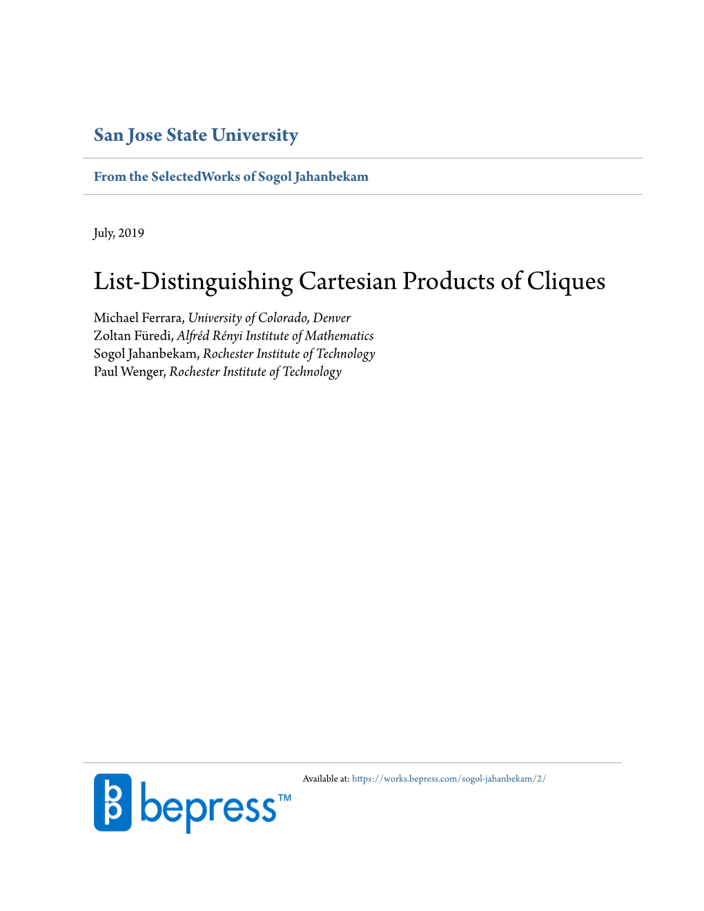 List-Distinguishing Cartesian Products of Cliques
