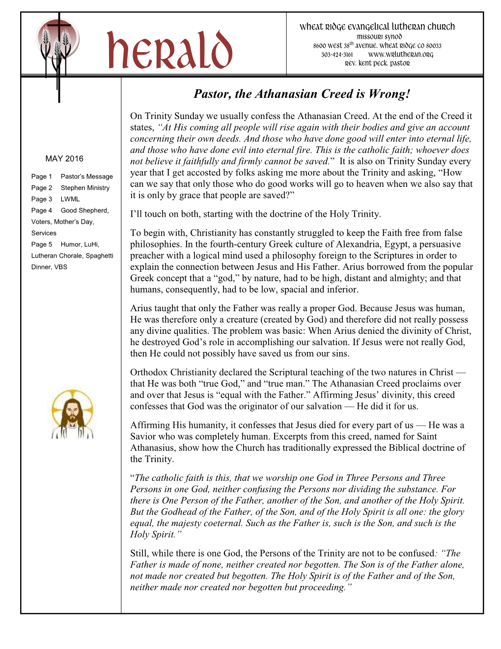 Pastor, the Athanasian Creed Is Wrong!