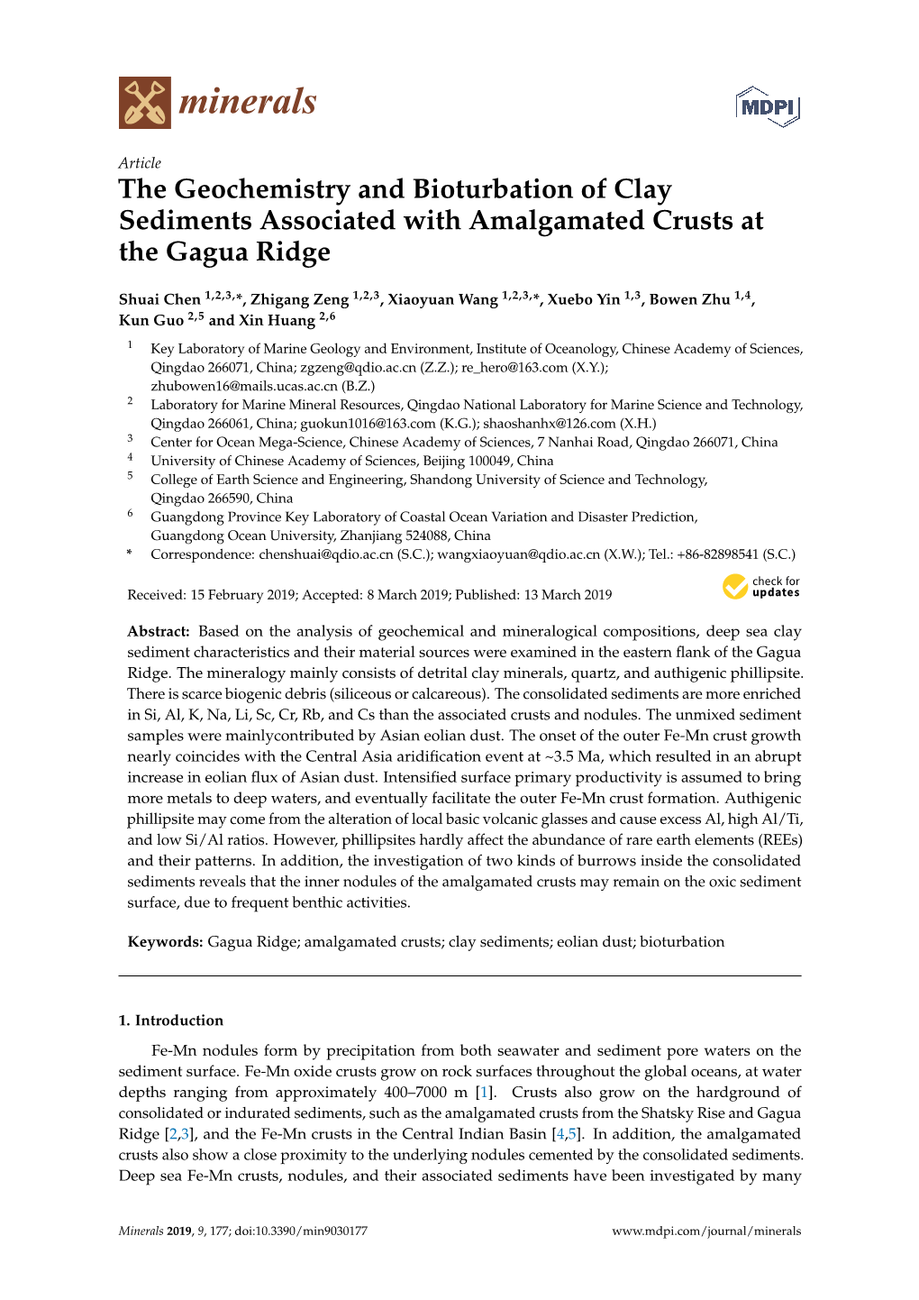 The Geochemistry and Bioturbation of Clay Sediments Associated with Amalgamated Crusts at the Gagua Ridge