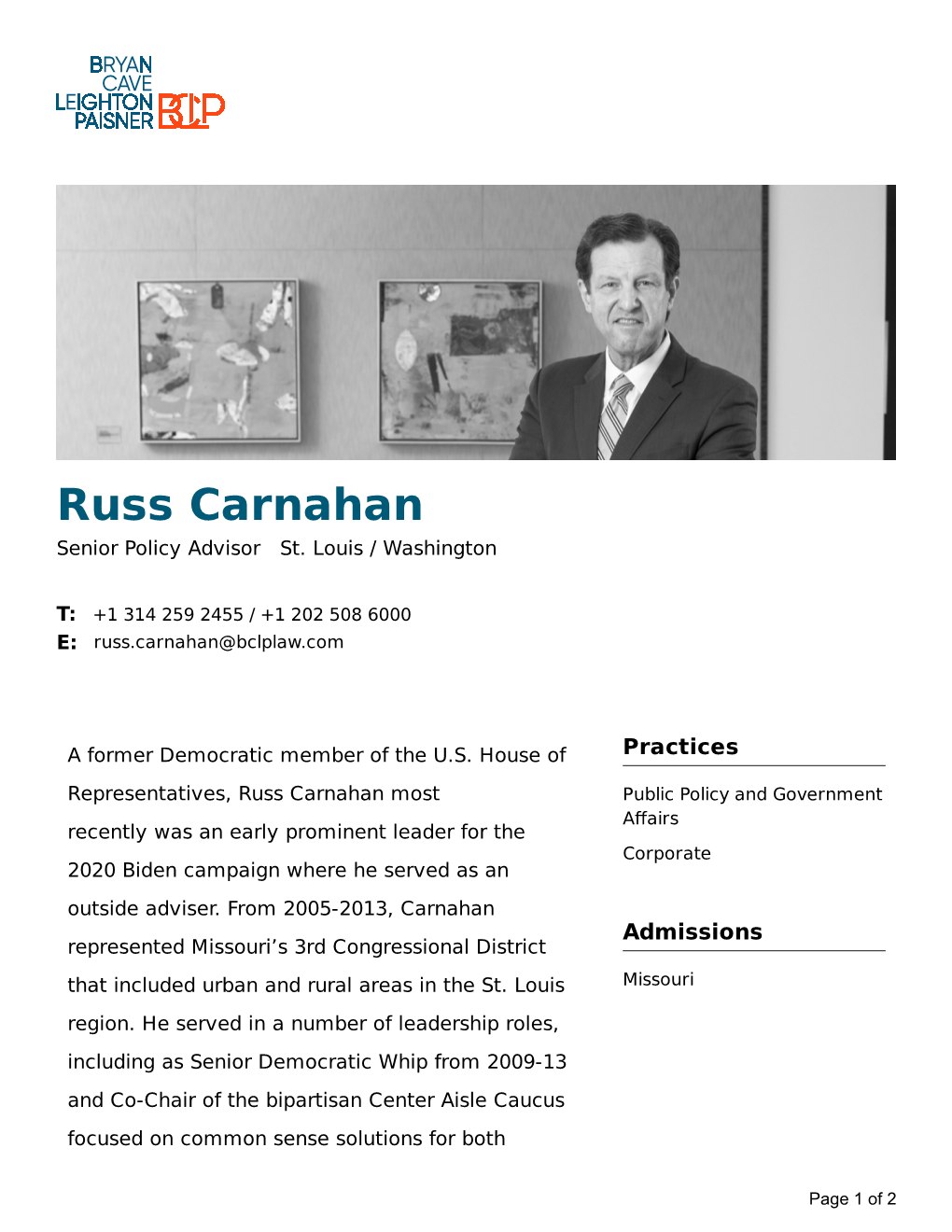 Russ Carnahan Senior Policy Advisor St