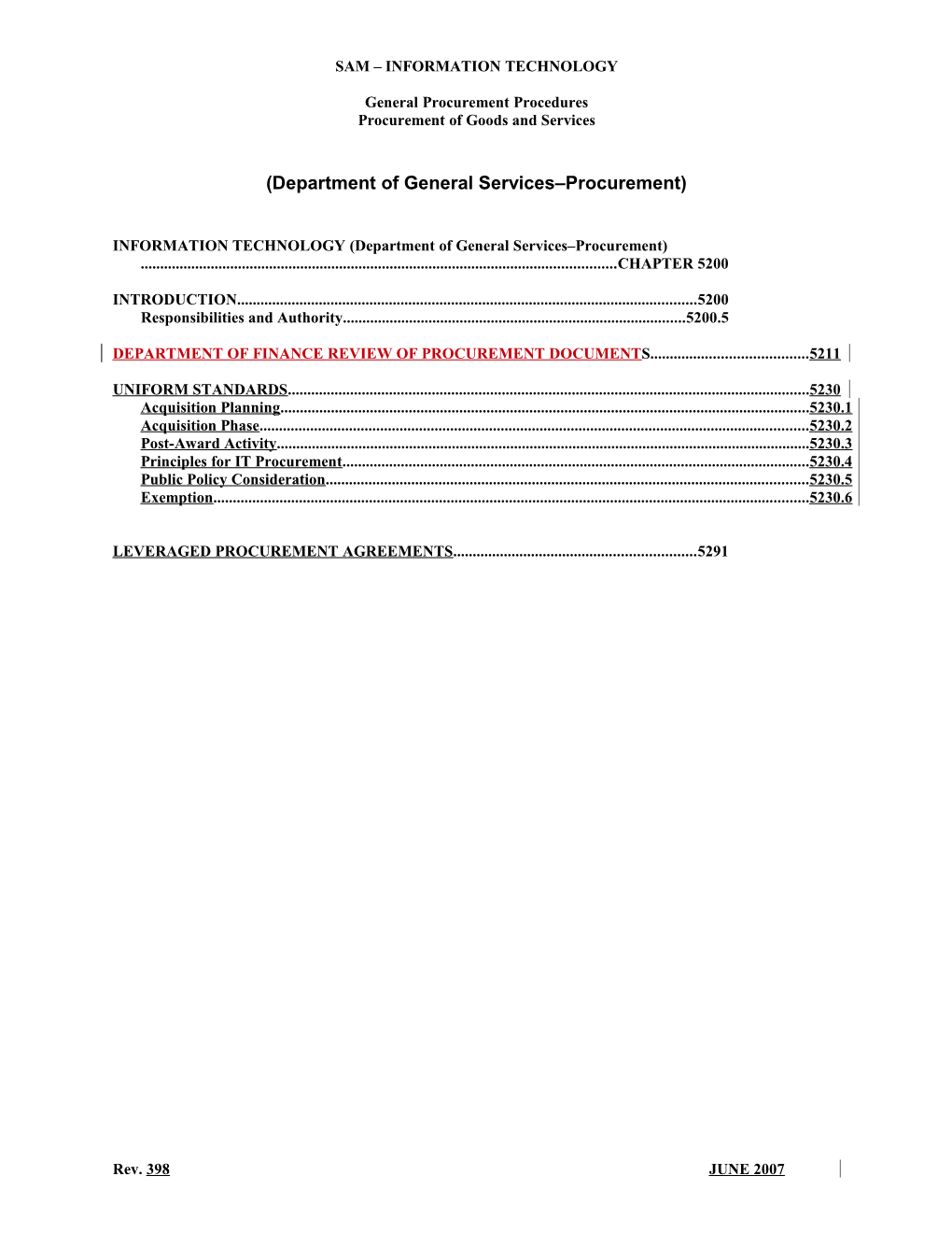 5211 Department of Finance Review of Procurement Documents