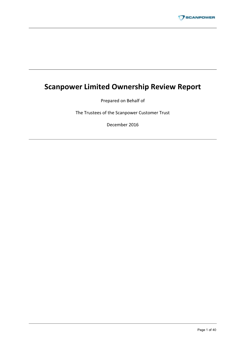 Scanpower Limited Ownership Review Report