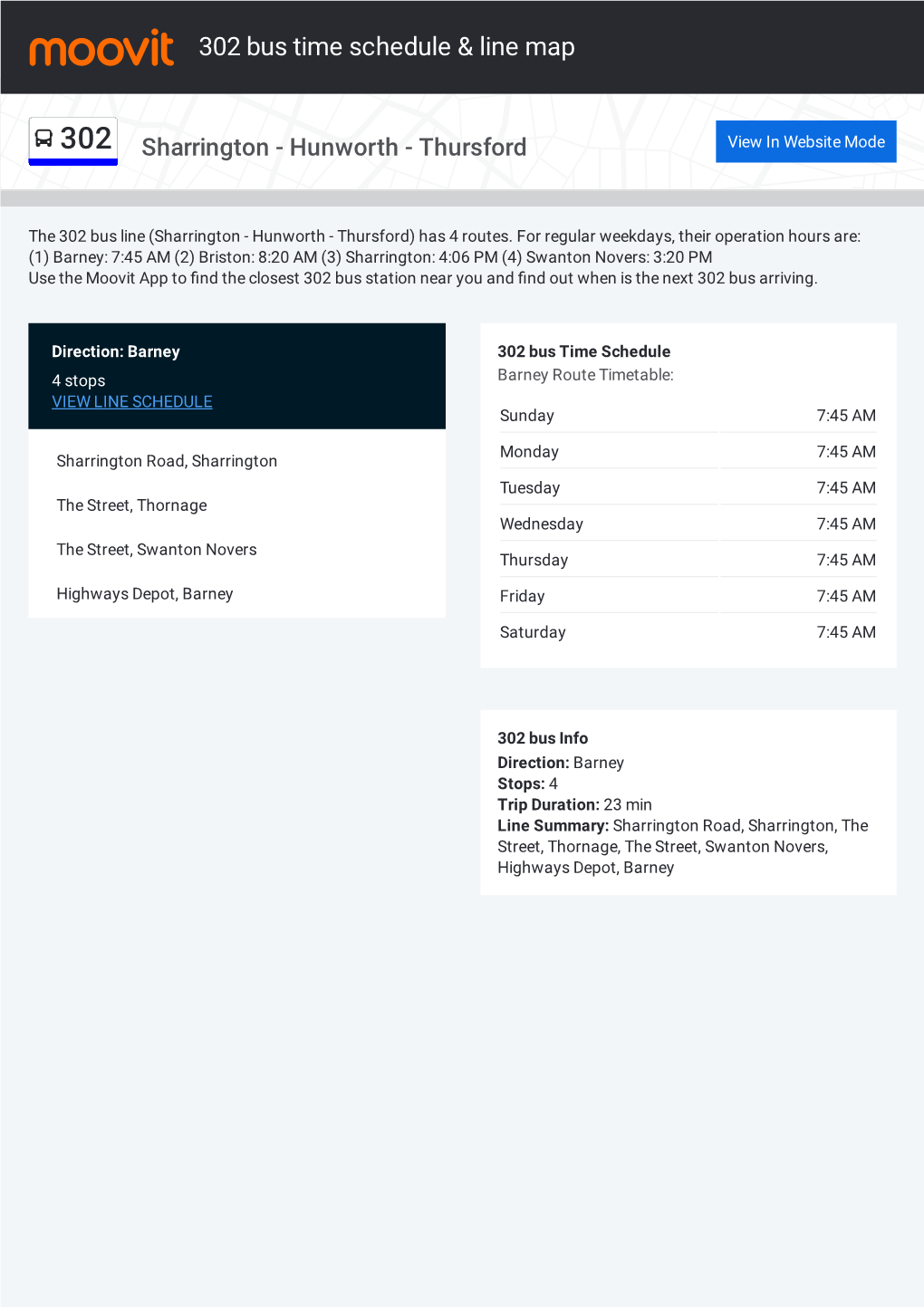 302 Bus Time Schedule & Line Route