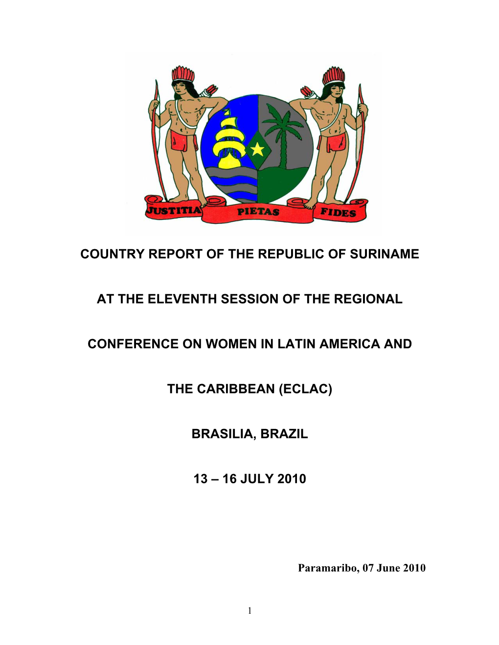 Country Report of the Republic of Suriname