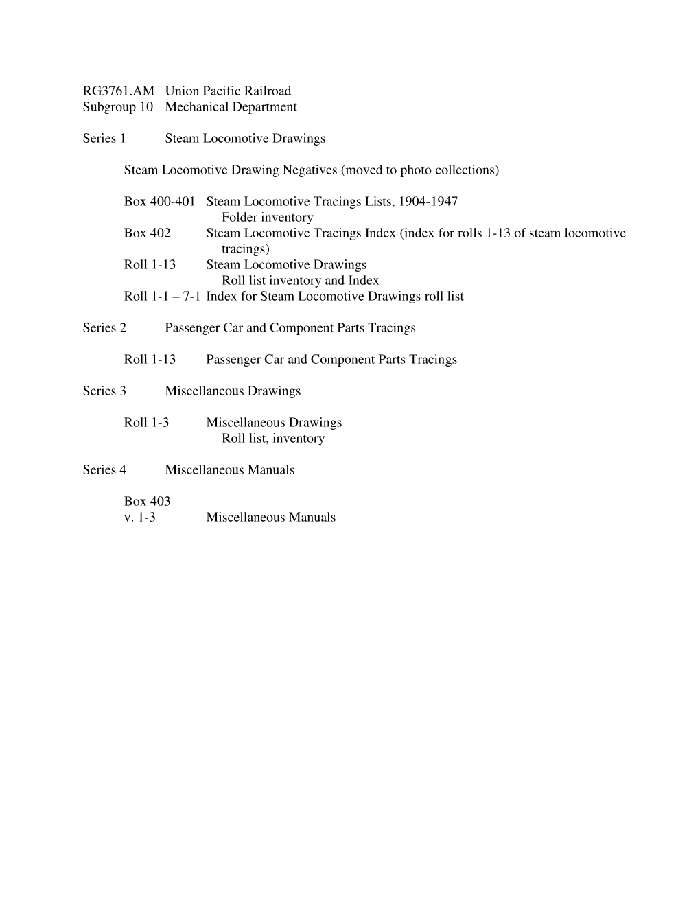 RG3761.AM Union Pacific Railroad Subgroup 10 Mechanical Department