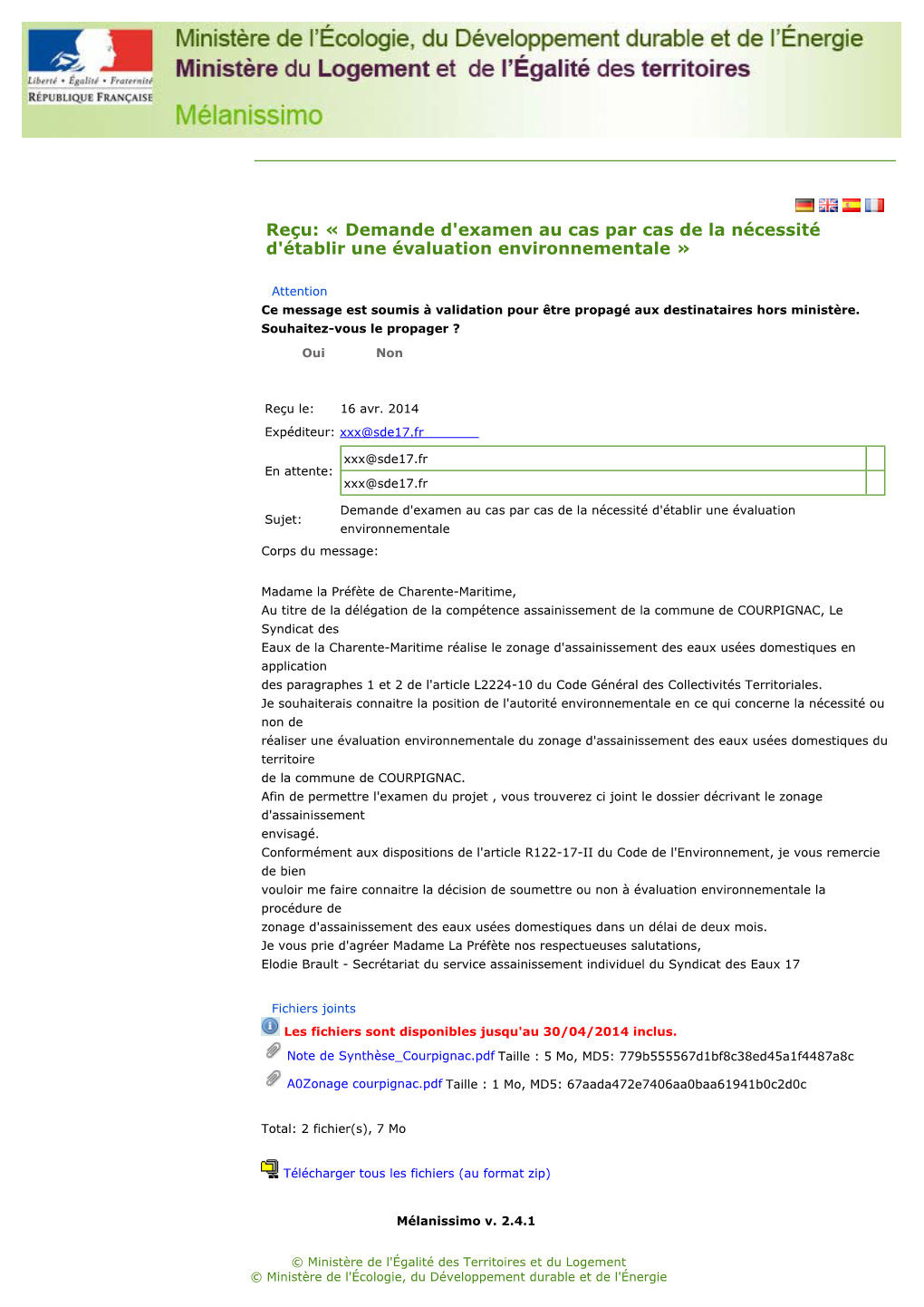 Demande D'examen Au Cas Par Cas De La Nécessité D'établir Une Évaluation Environnementale »