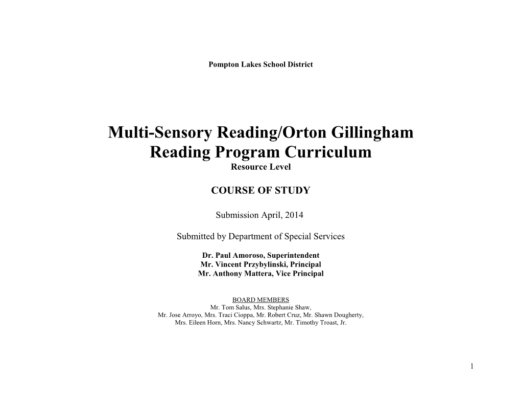 Multi-Sensory Reading/Orton Gillingham Reading Program Curriculum Resource Level