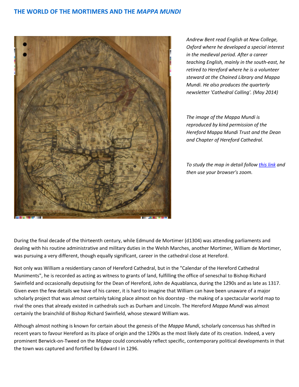 The World of the Mortimers and the Hereford Mappa Mundi