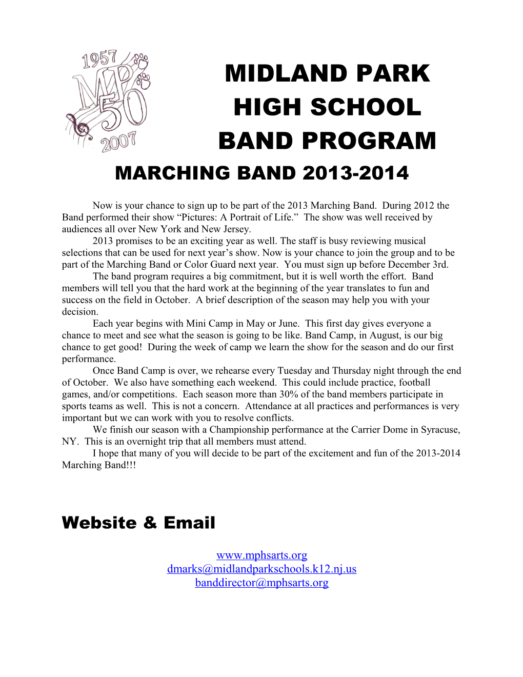 Midland Park High School Band Program