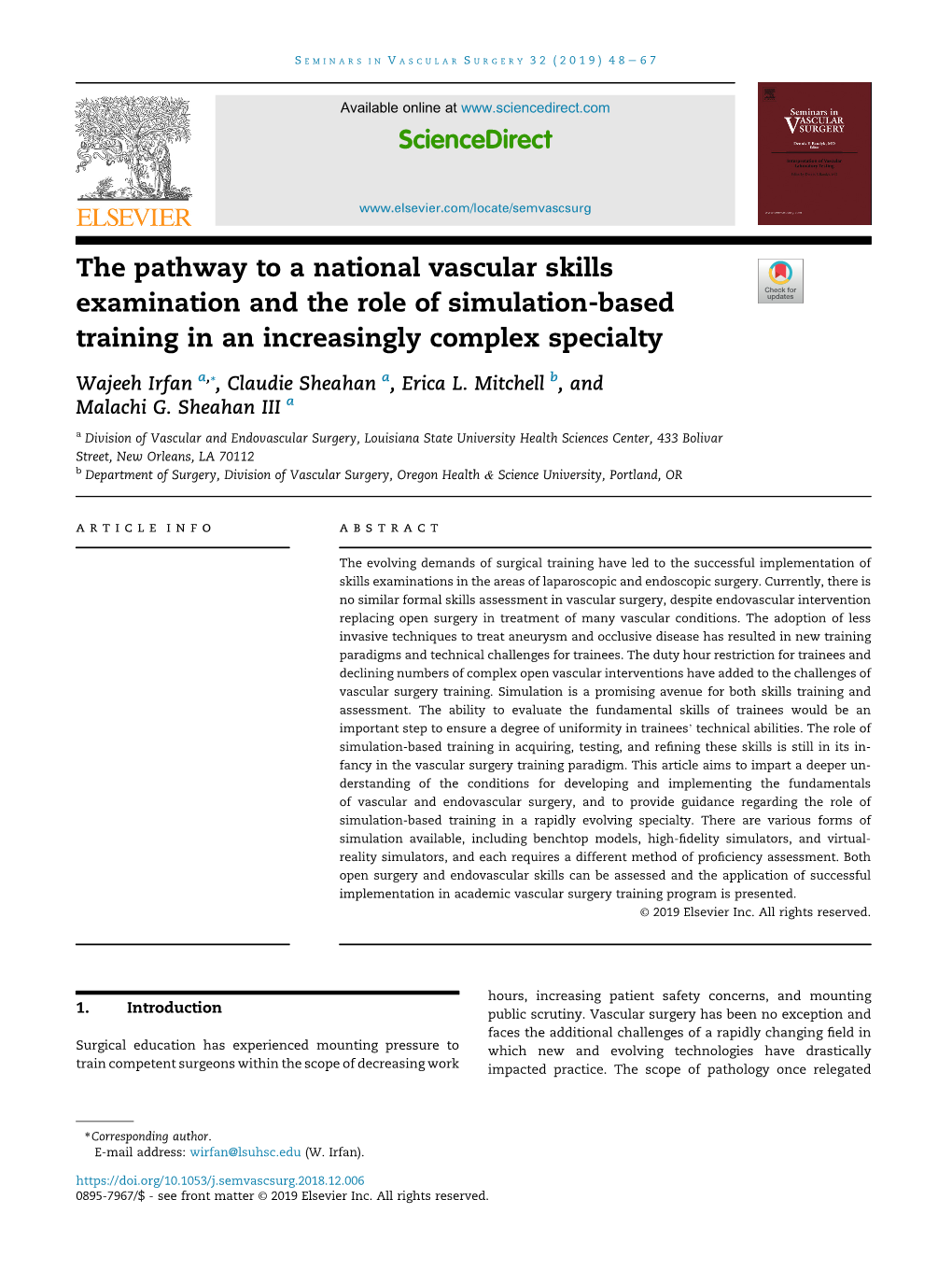 The Pathway to a National Vascular Skills Examination and the Role of Simulation-Based Training in an Increasingly Complex Specialty