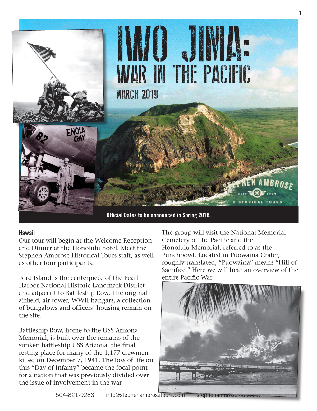 War in the Pacific Tour WAR in the PACIFIC MARCH 2019