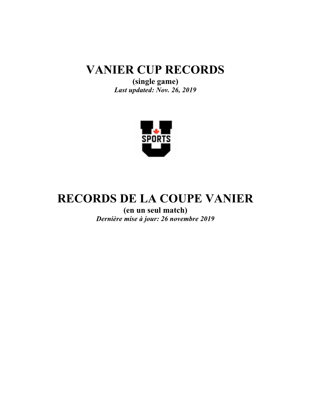 Vanier Cup Records Records De La Coupe Vanier