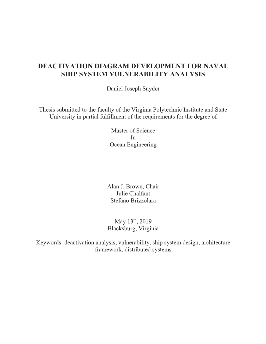 Deactivation Diagram Development for Naval Ship System Vulnerability Analysis