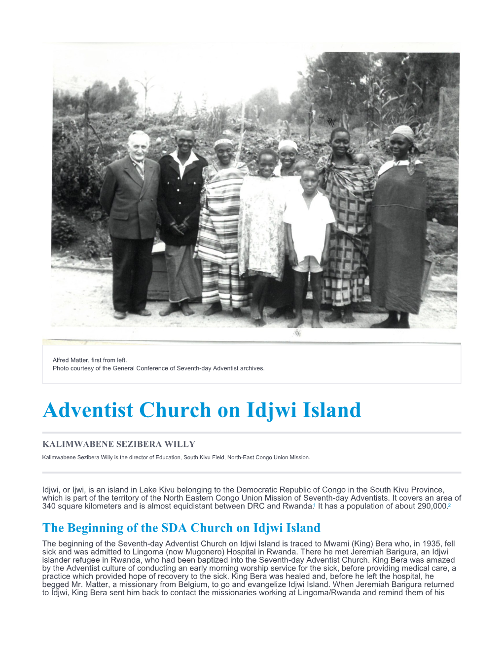 Adventist Church on Idjwi Island