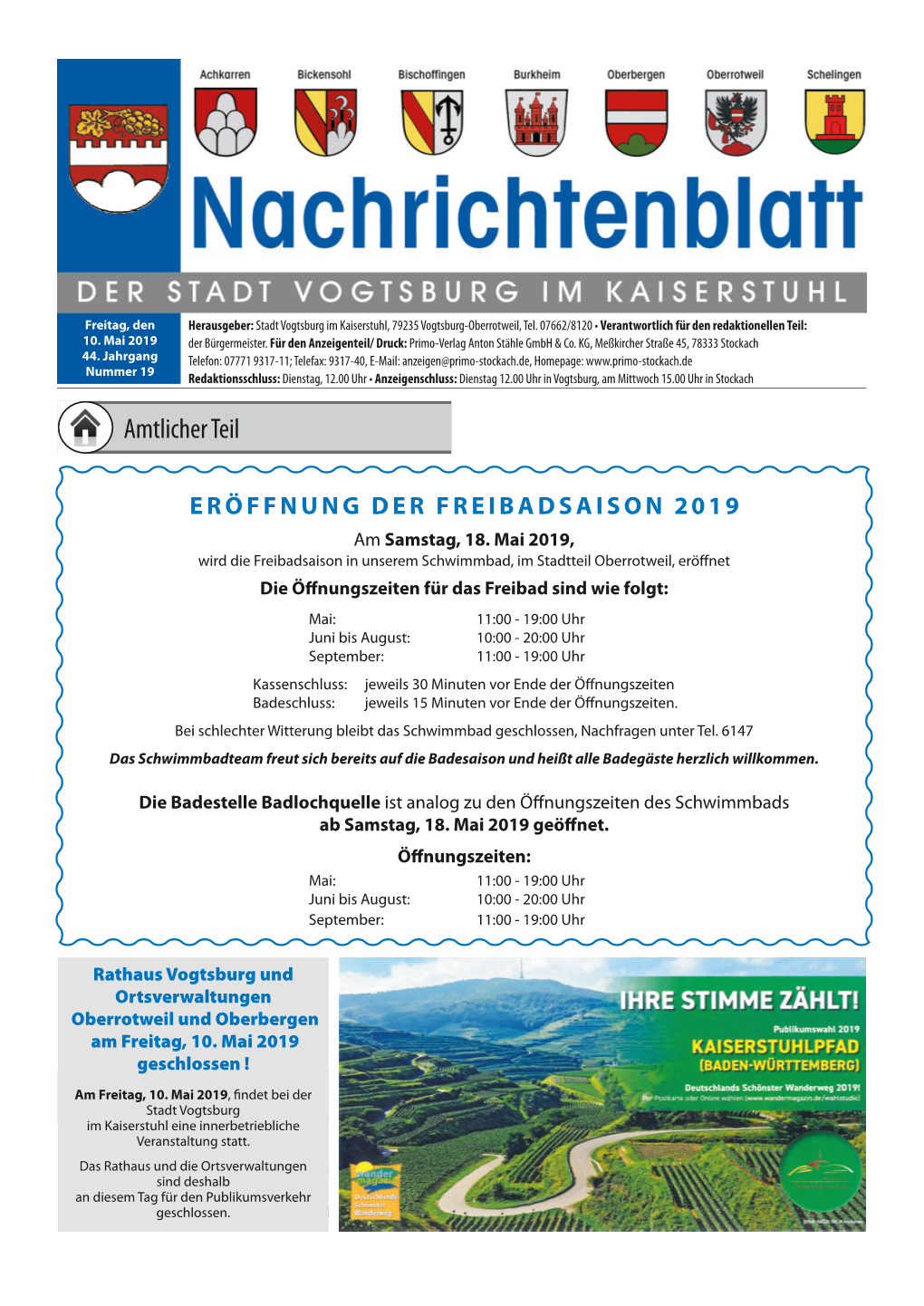 Nachrichtenblatt KW 19 Vom 10.05.2019