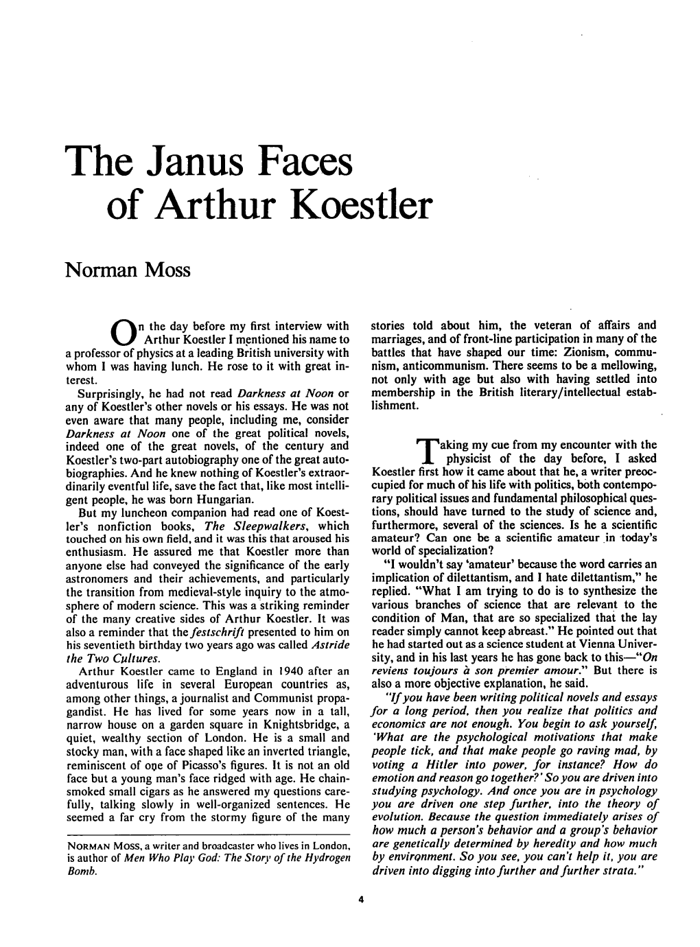 The Janus Faces of Arthur Koestler