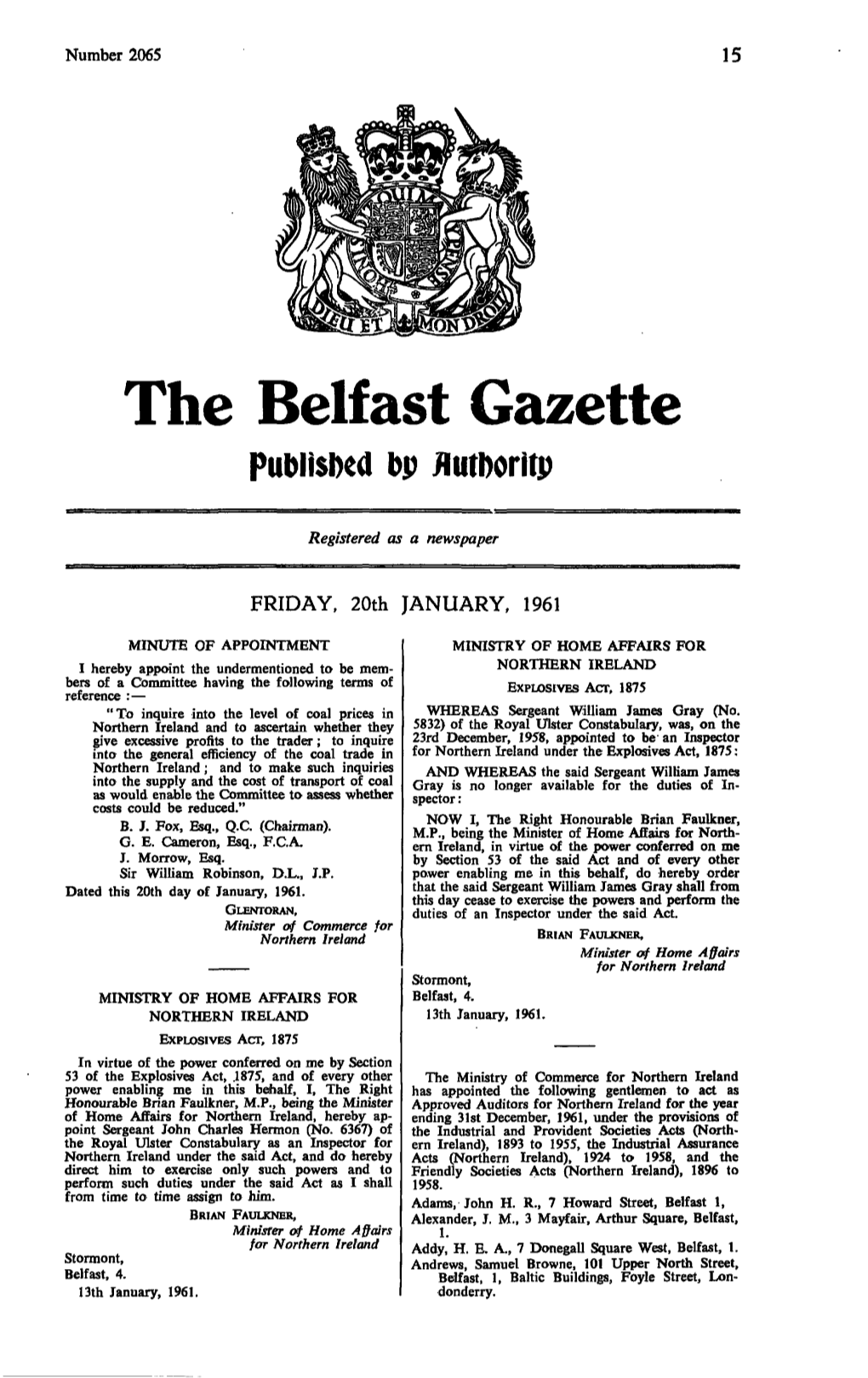 The Belfast Gazette Publislxd Dp Flutboritp