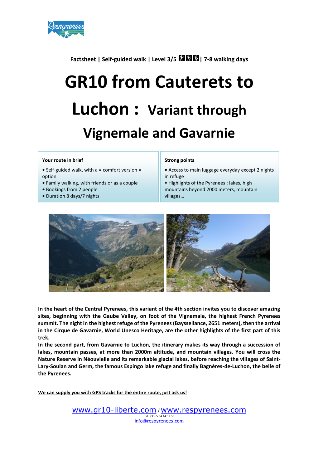 GR10 from Cauterets to Luchon : Variant Through Vignemale and Gavarnie