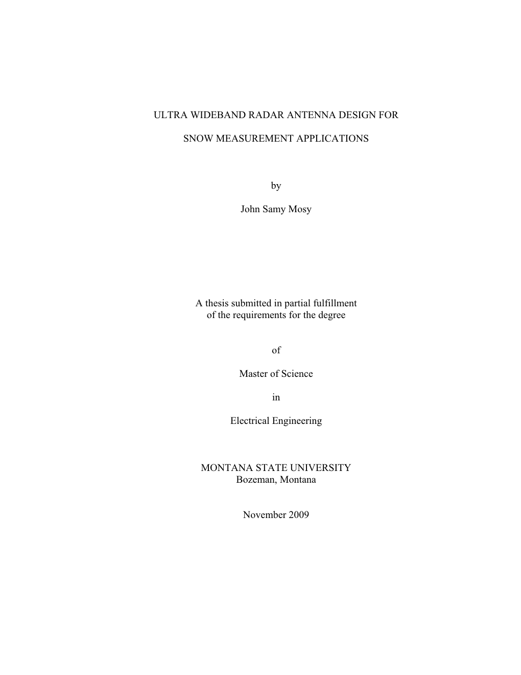 Ultra Wideband Radar Antenna Design For