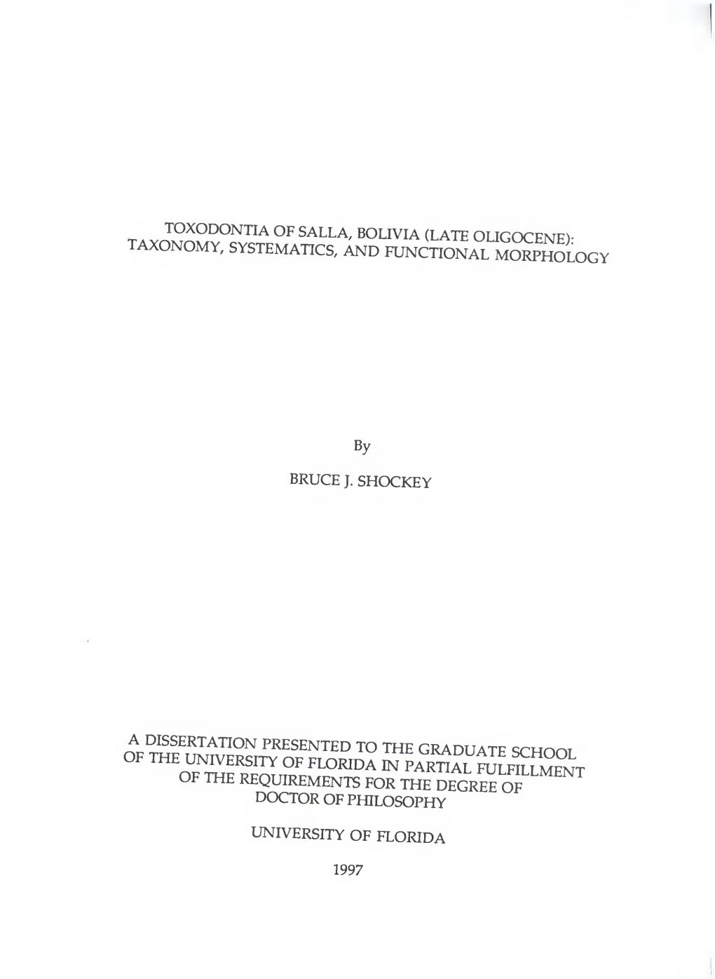 Toxodontia of Salla, Bolivia (Late Oligocene) : Taxonomy, Systematics