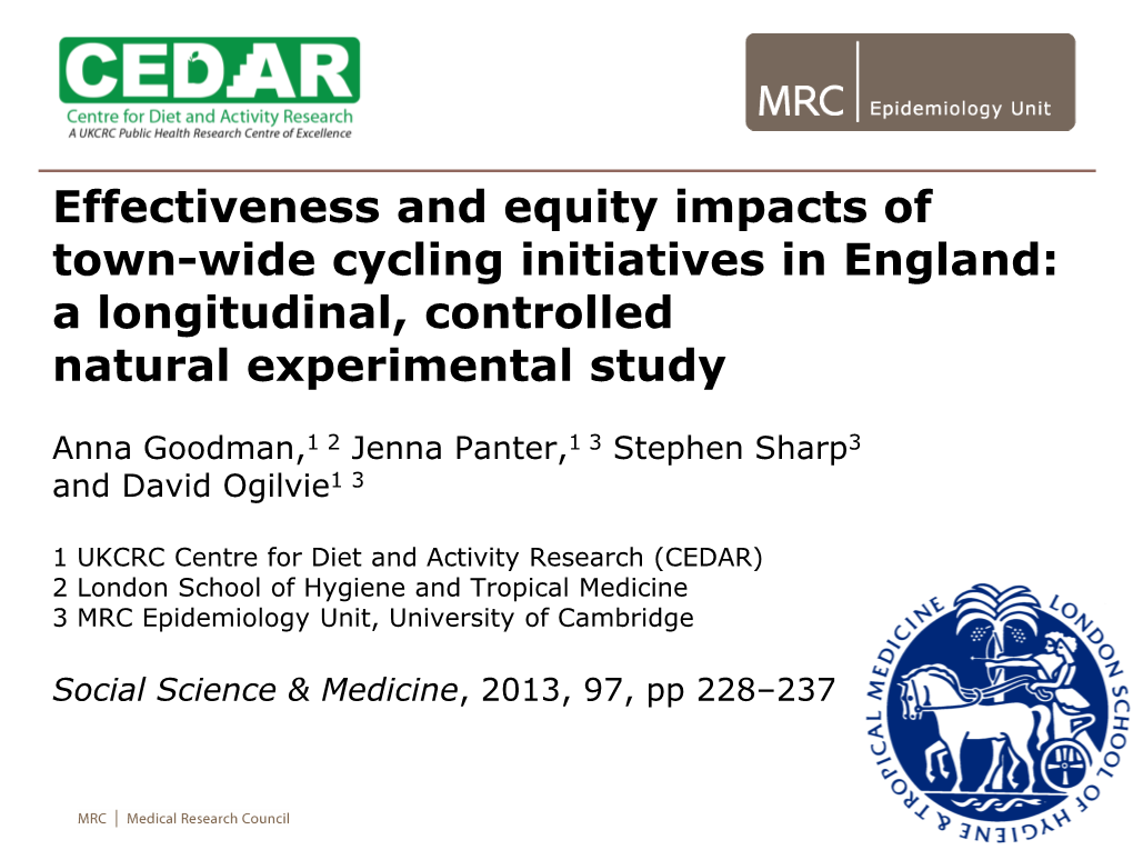 Effectiveness and Equity Impacts of Town-Wide Cycling Initiatives in England: a Longitudinal, Controlled Natural Experimental Study