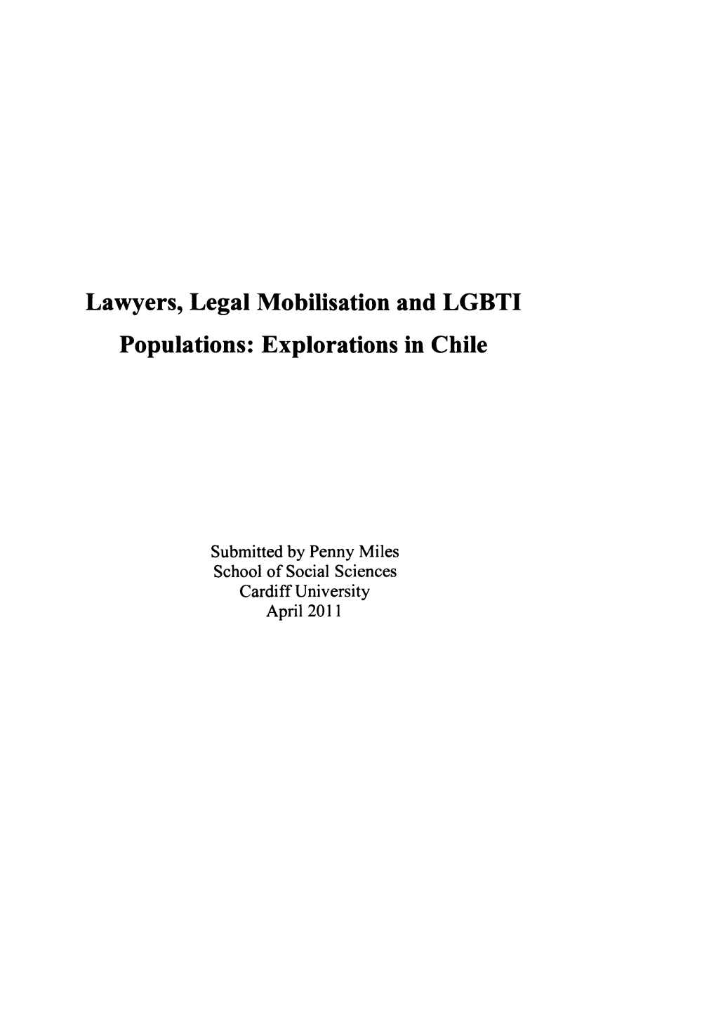 Lawyers, Legal Mobilisation and LGBTI Populations: Explorations in Chile