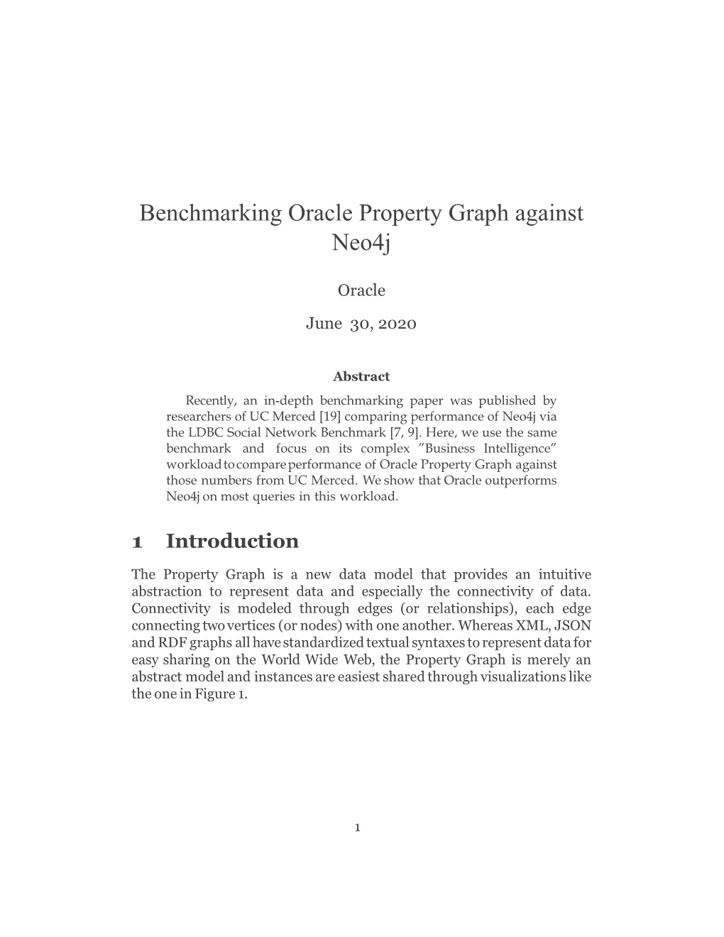 Benchmarking Oracle Property Graph Against Neo4j