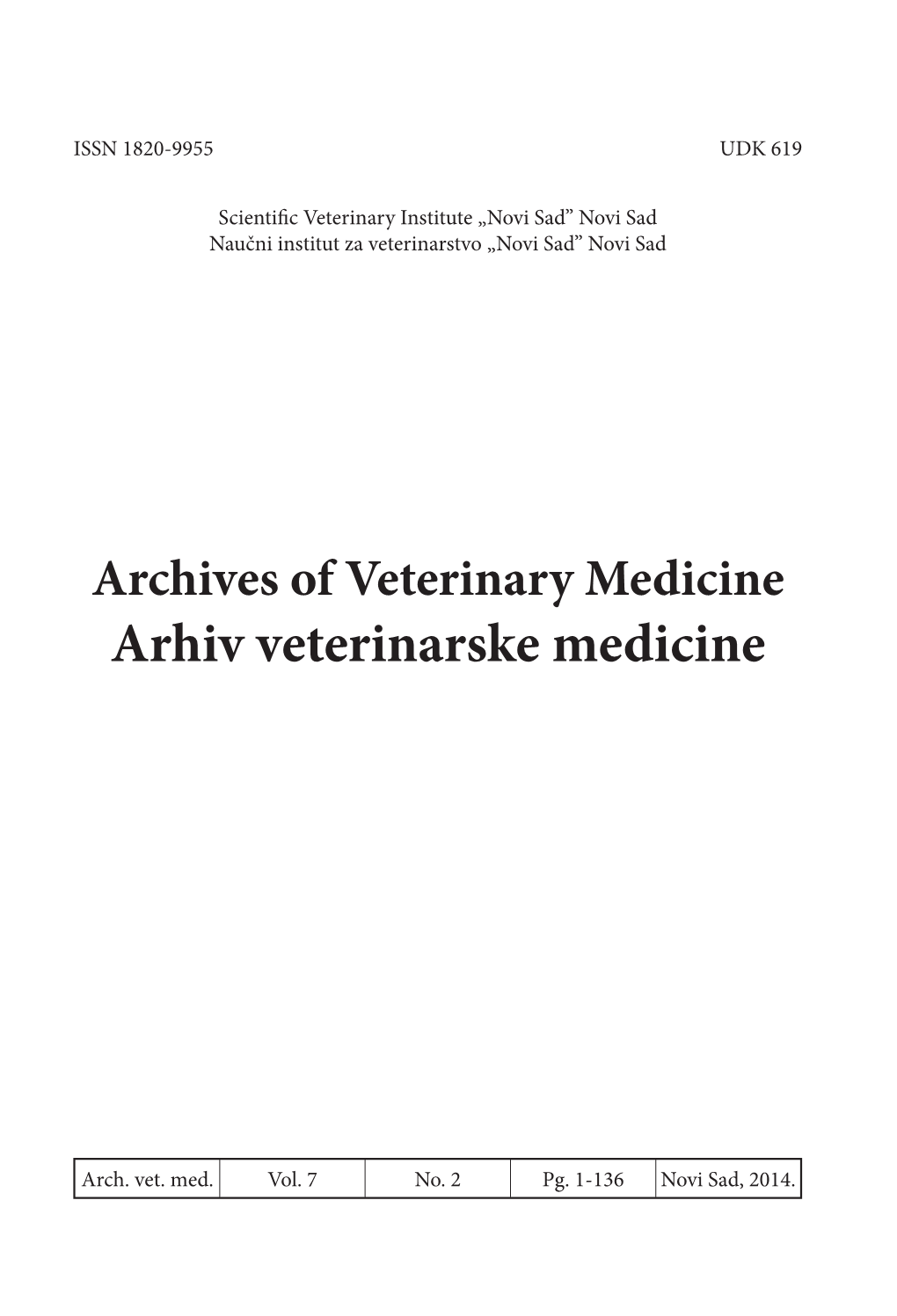 Arhiv Veterinarske Medicine
