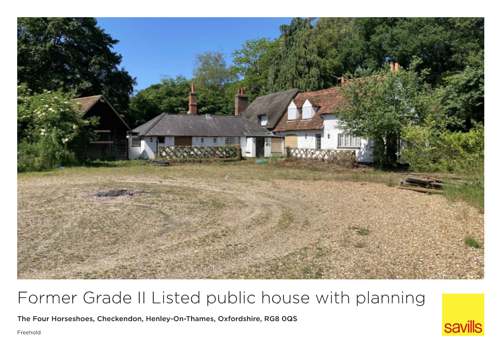 Former Grade II Listed Public House with Planning