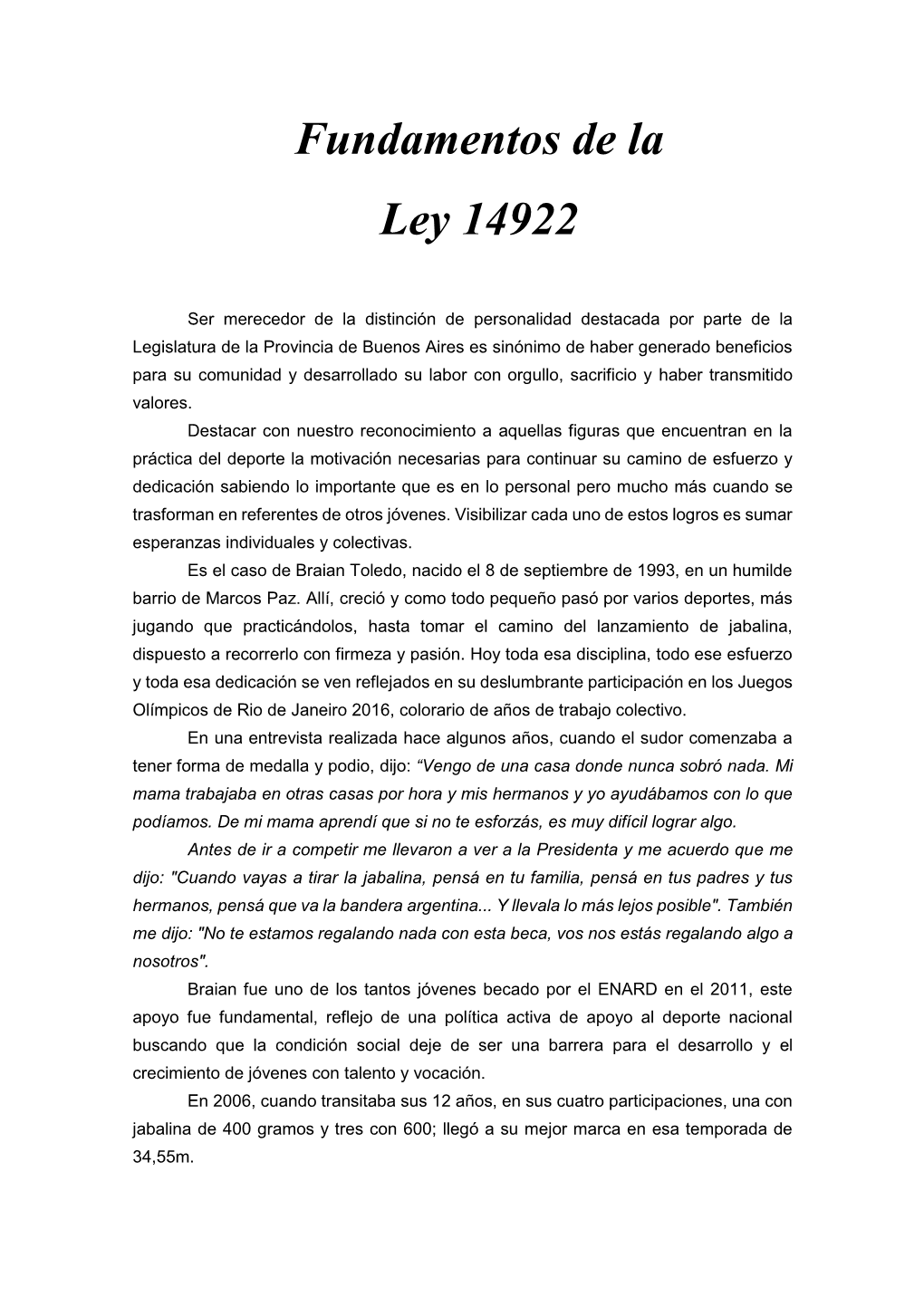 Fundamentos De La Ley 14922