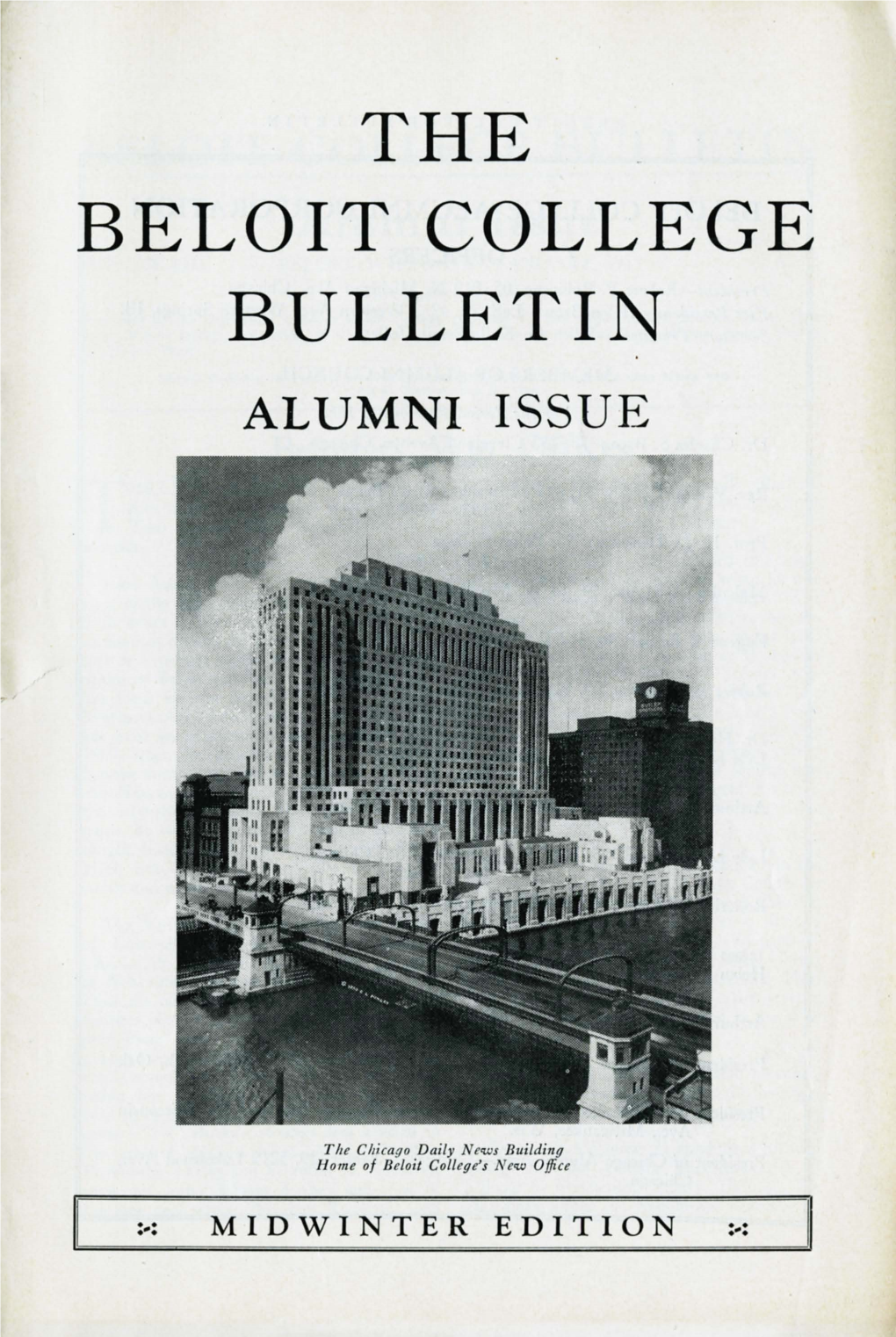 The Beloit College Bulletin Alumni Issue