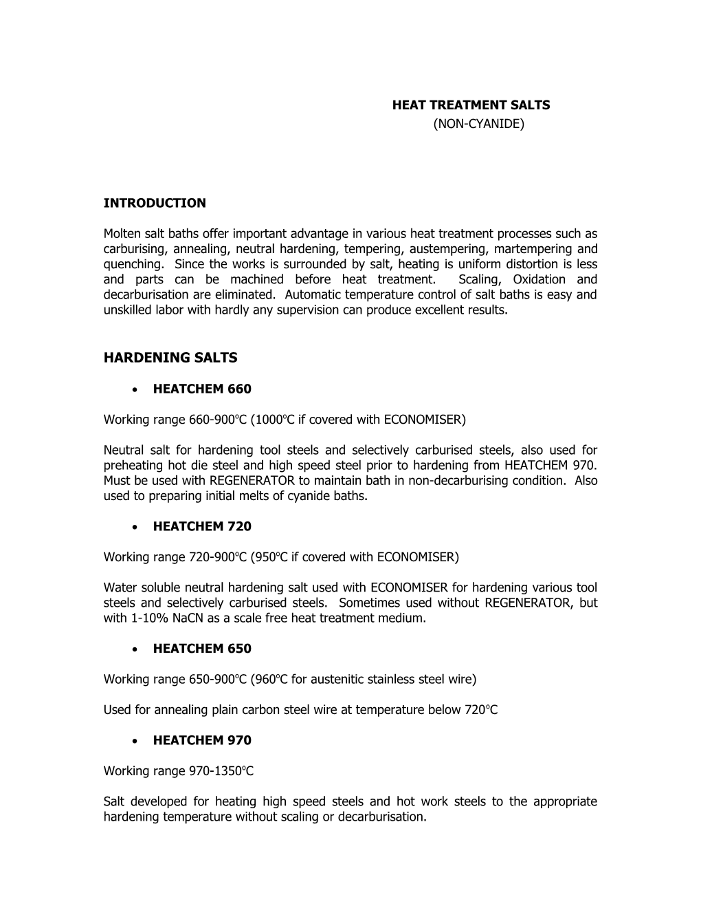 Heat Treatment Salts