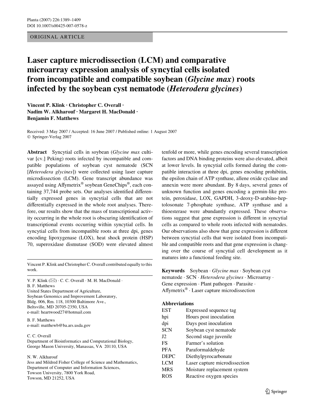 Laser Capture Microdissection (LCM) and Comparative