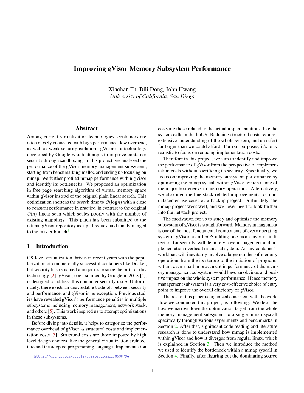 Improving Gvisor Memory Subsystem Performance