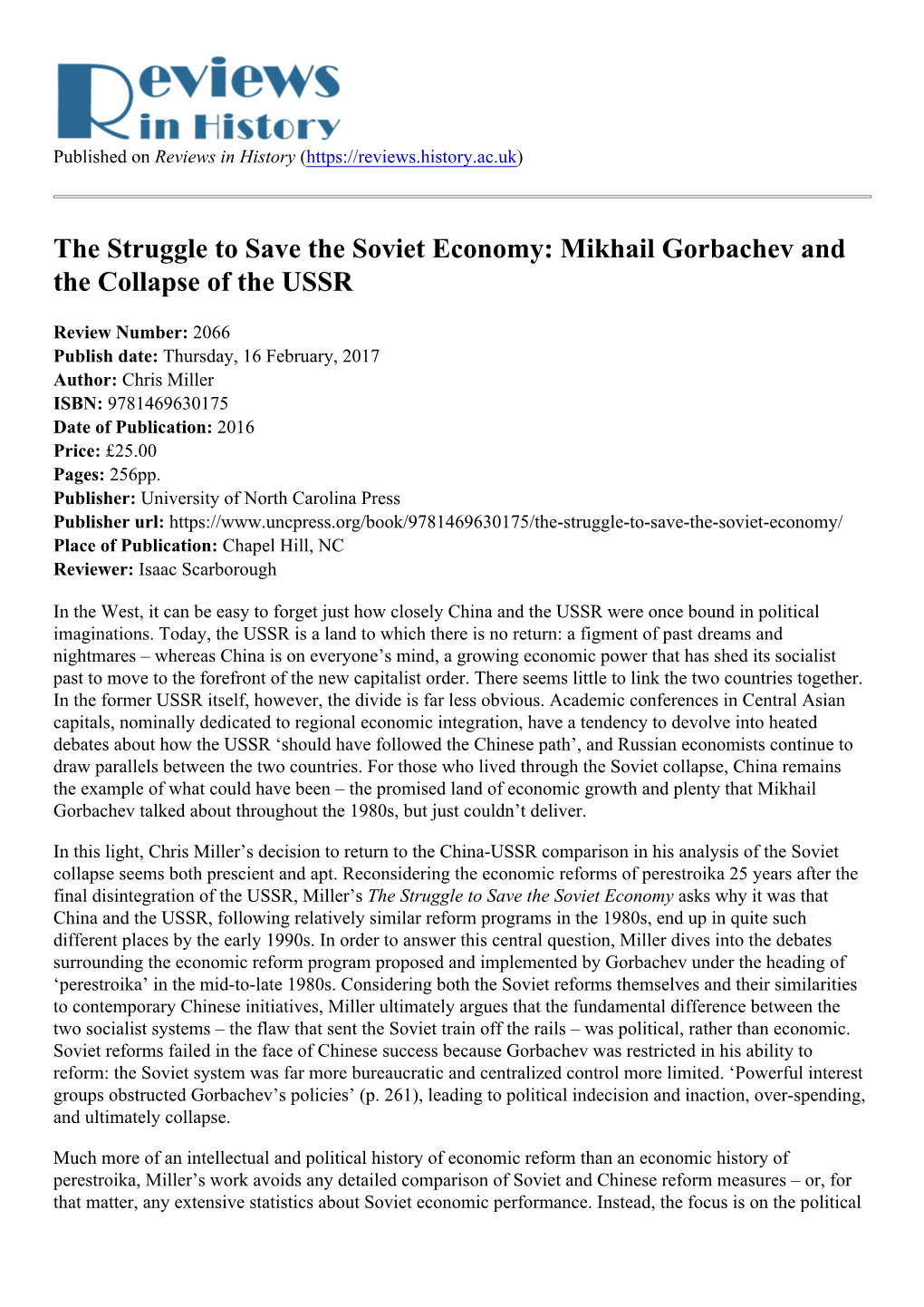 Mikhail Gorbachev and the Collapse of the USSR