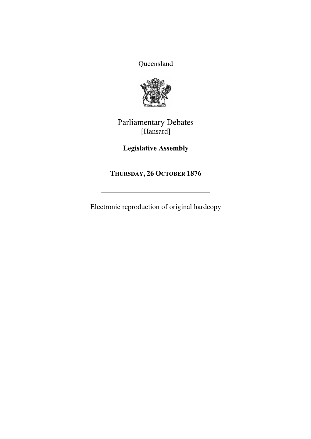 Legislative Assembly Hansard 1876