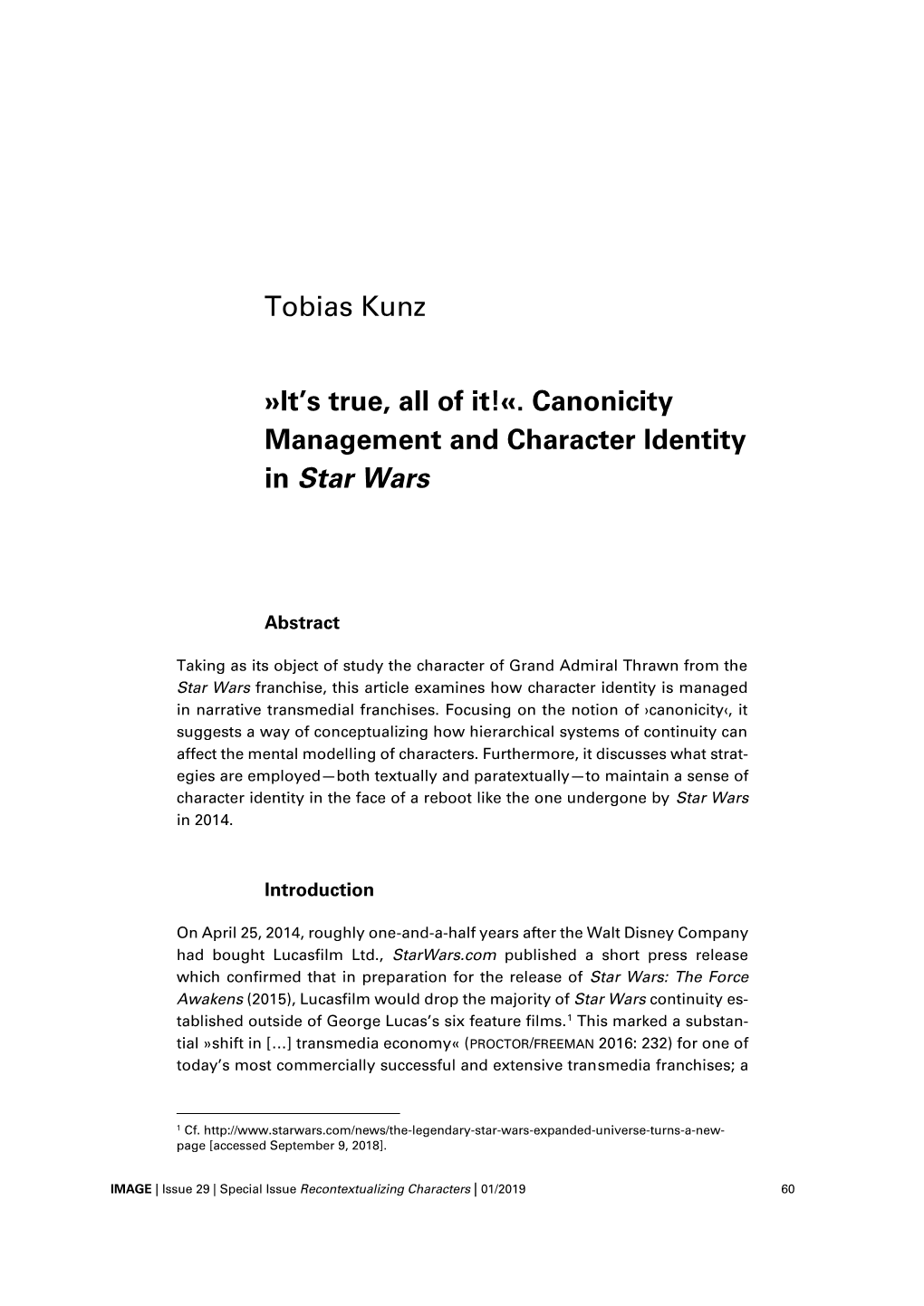 Canonicity Management and Character Identity in Star Wars