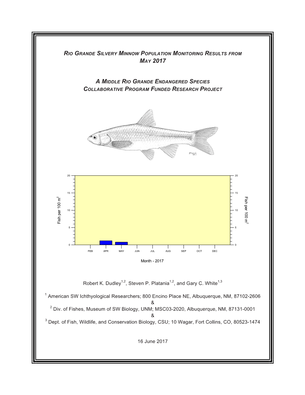 Rio Grande Silvery Minnow Population Monitoring Results from May 2017
