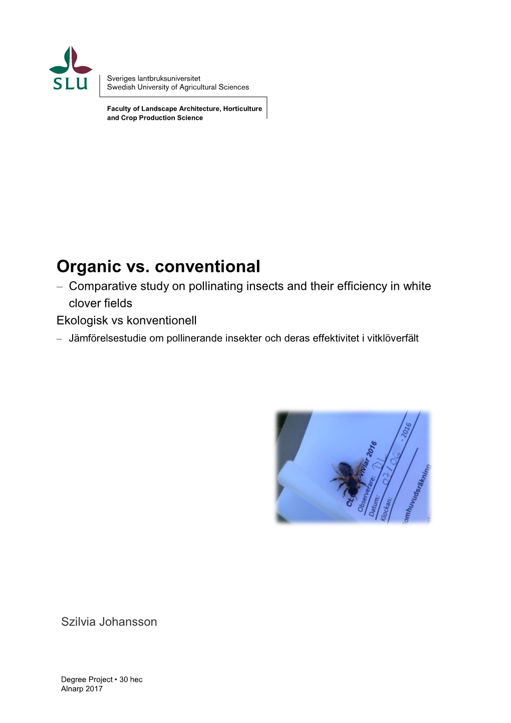 Organic Vs. Conventional