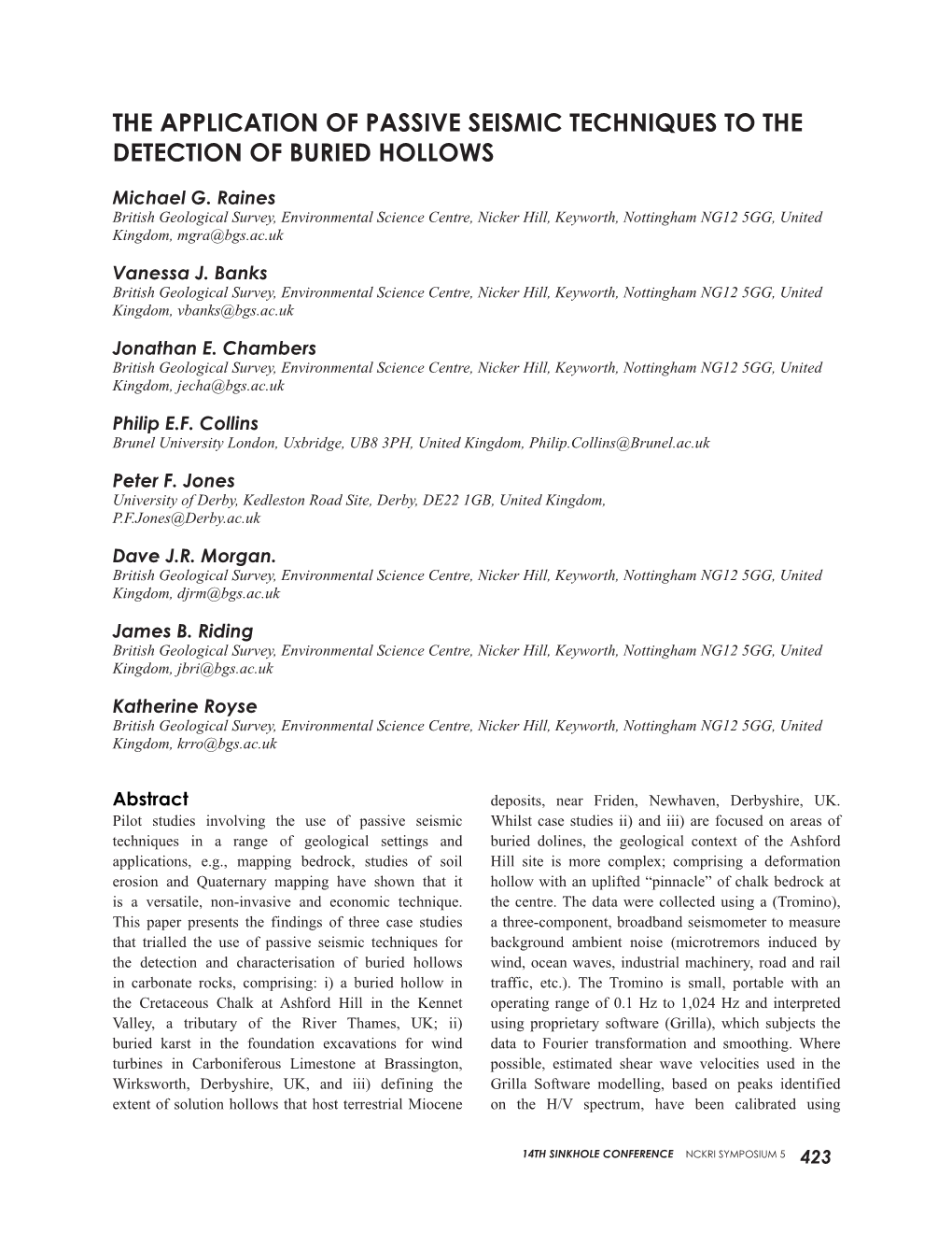 The Application of Passive Seismic Techniques to the Detection of Buried Hollows