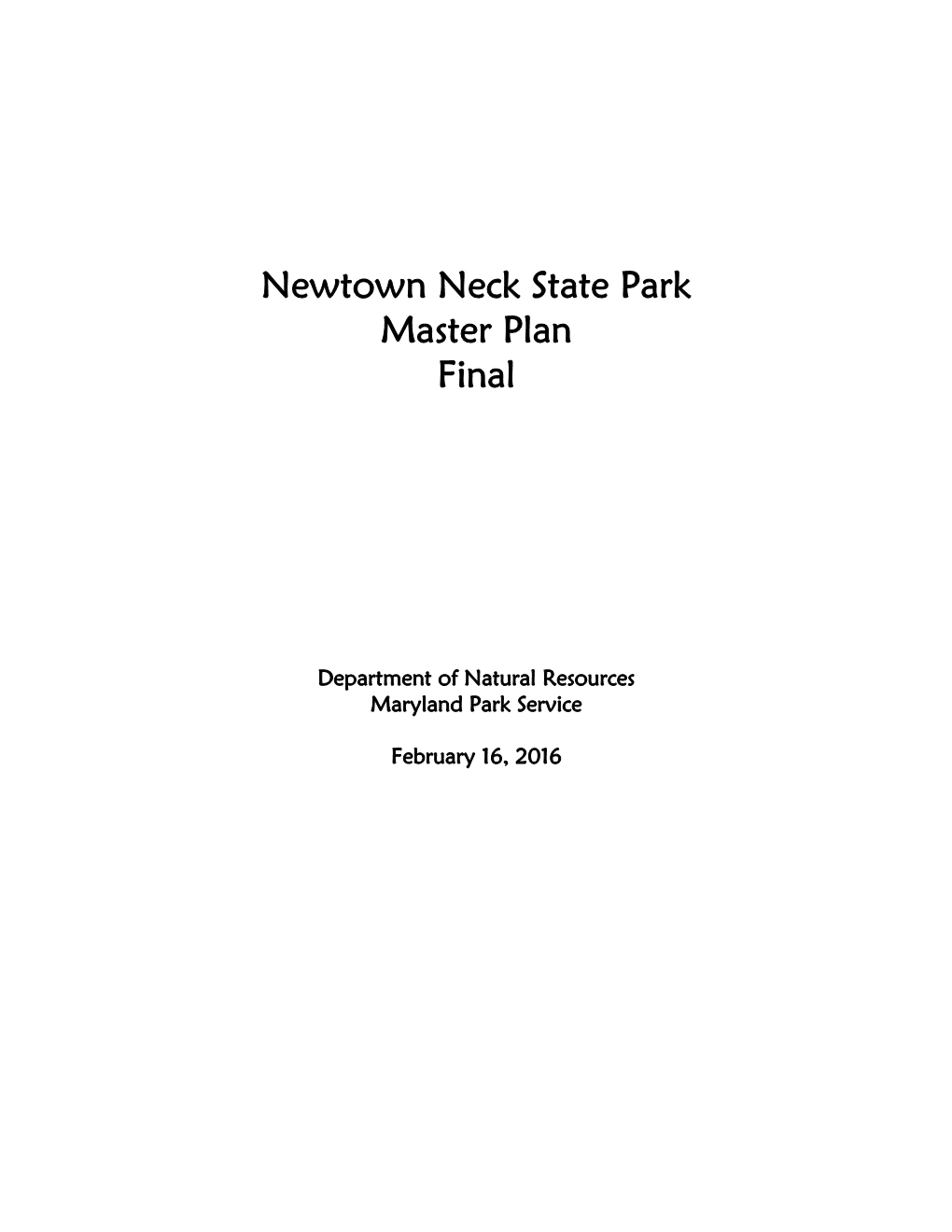 Newtowne Neck State Park Master Plan