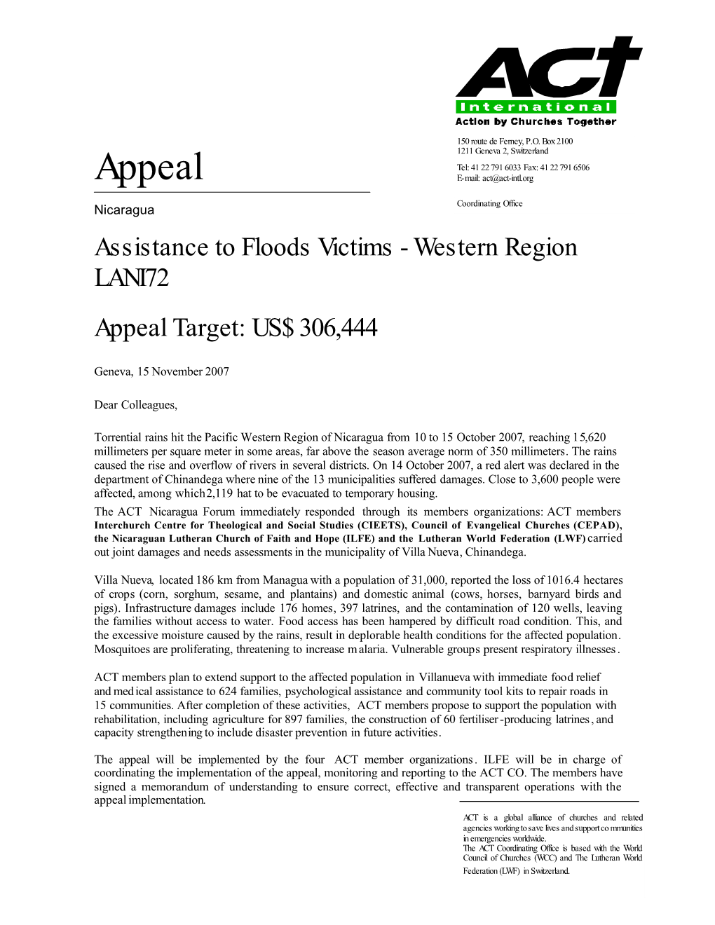 Appeal E-Mail: Act@Act-Intl.Org