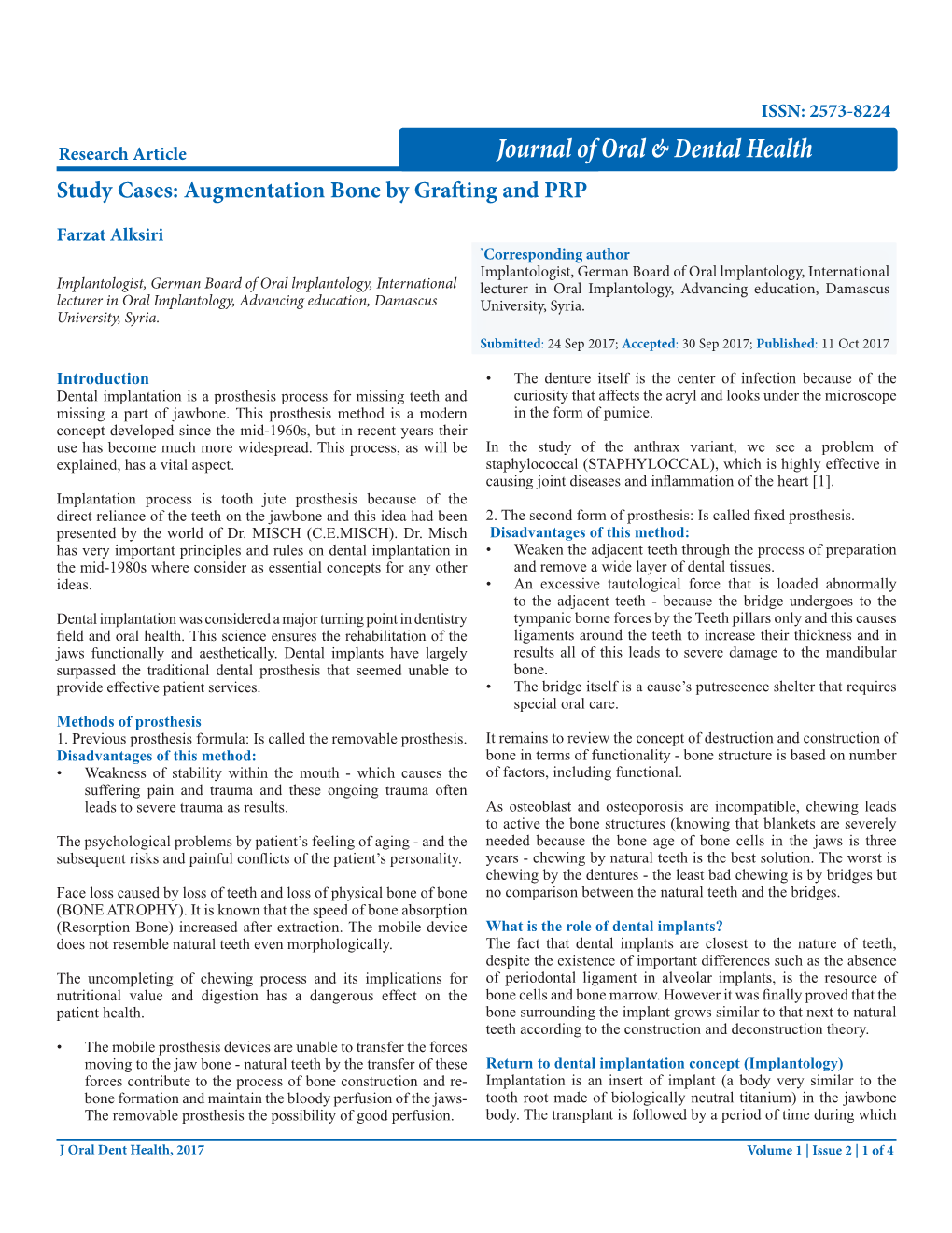 Augmentation Bone by Grafting and PRP