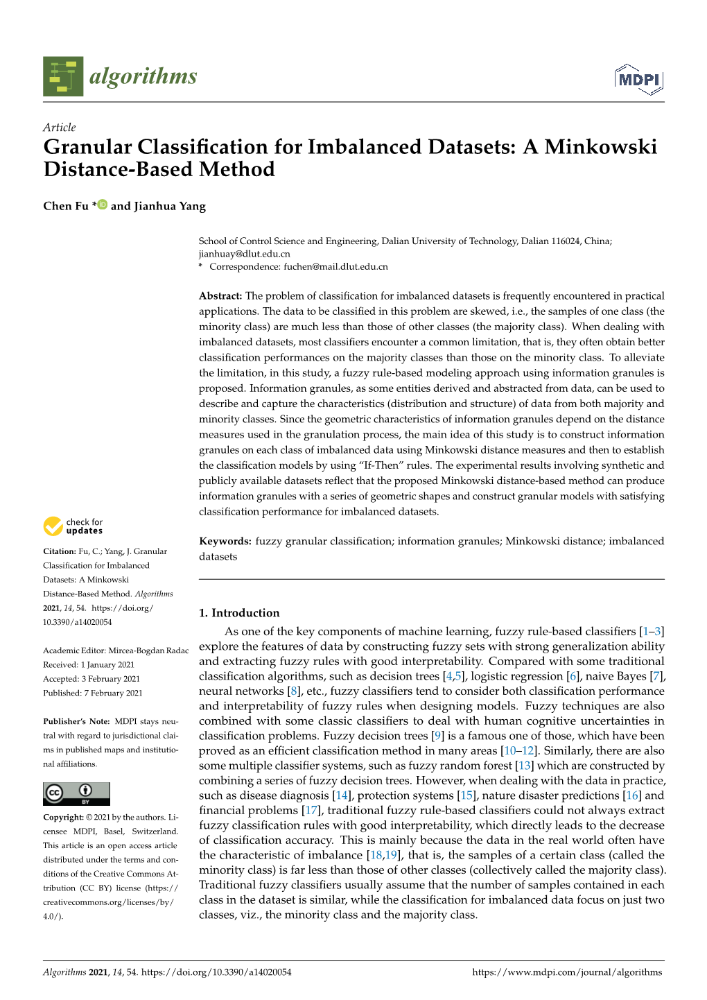 Granular Classification for Imbalanced Datasets