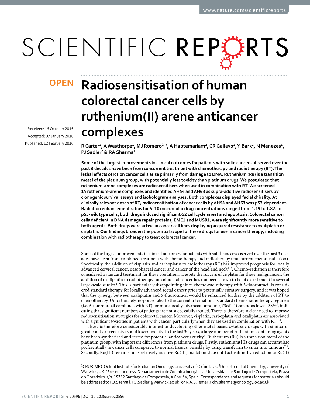 Radiosensitisation of Human Colorectal Cancer