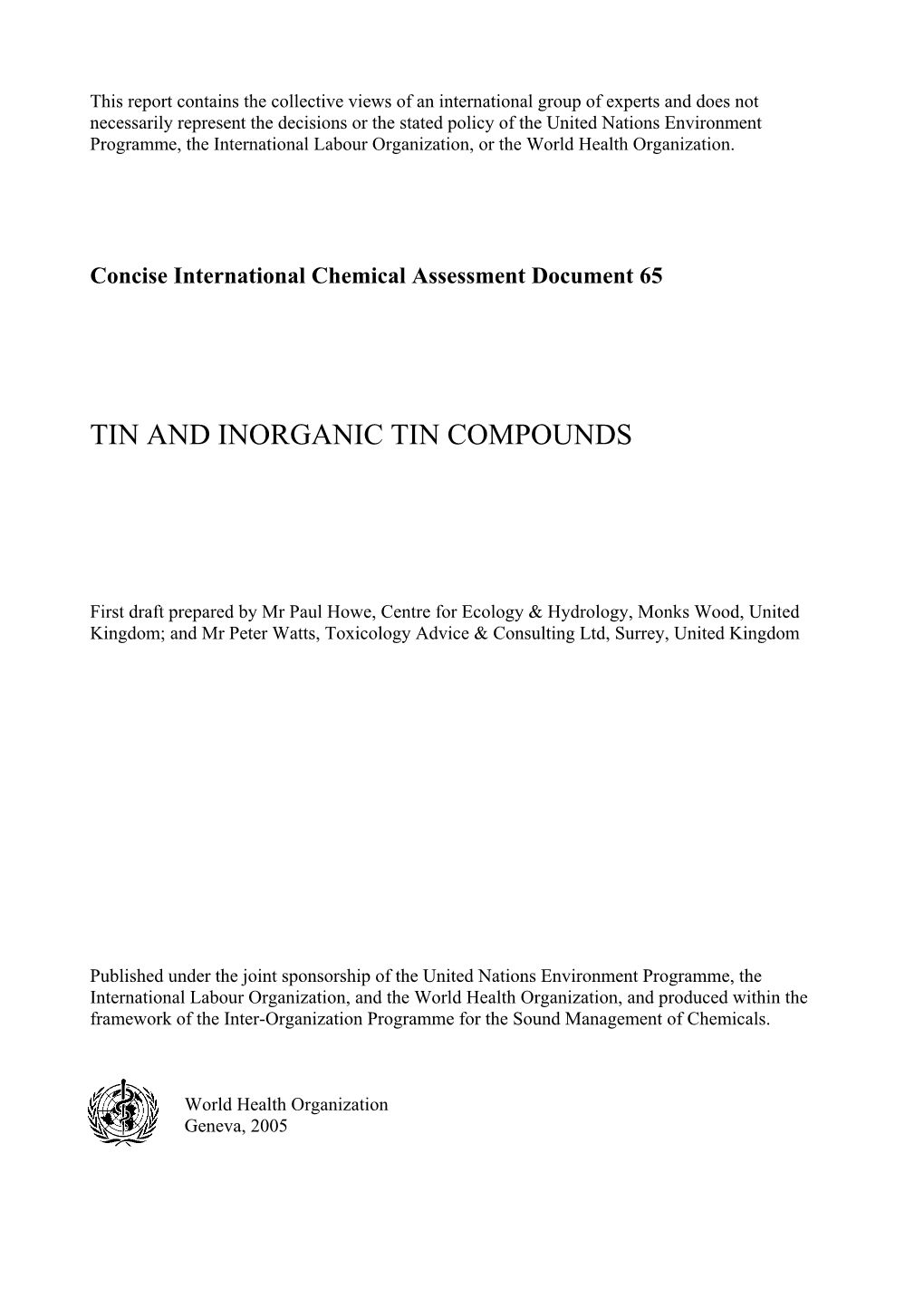 Tin and Inorganic Tin Compounds