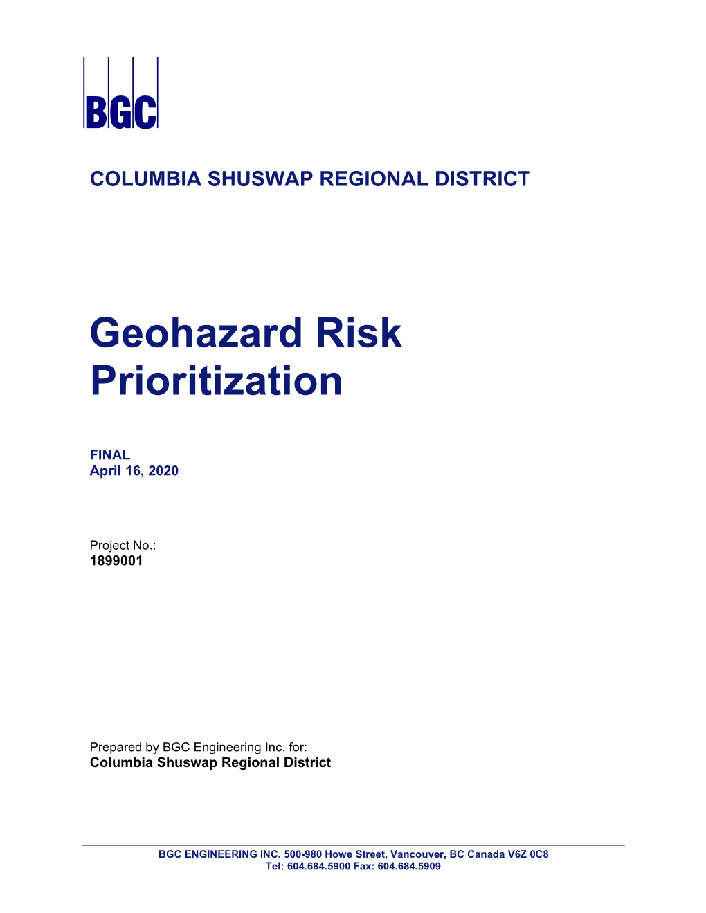Geohazard Risk Prioritization