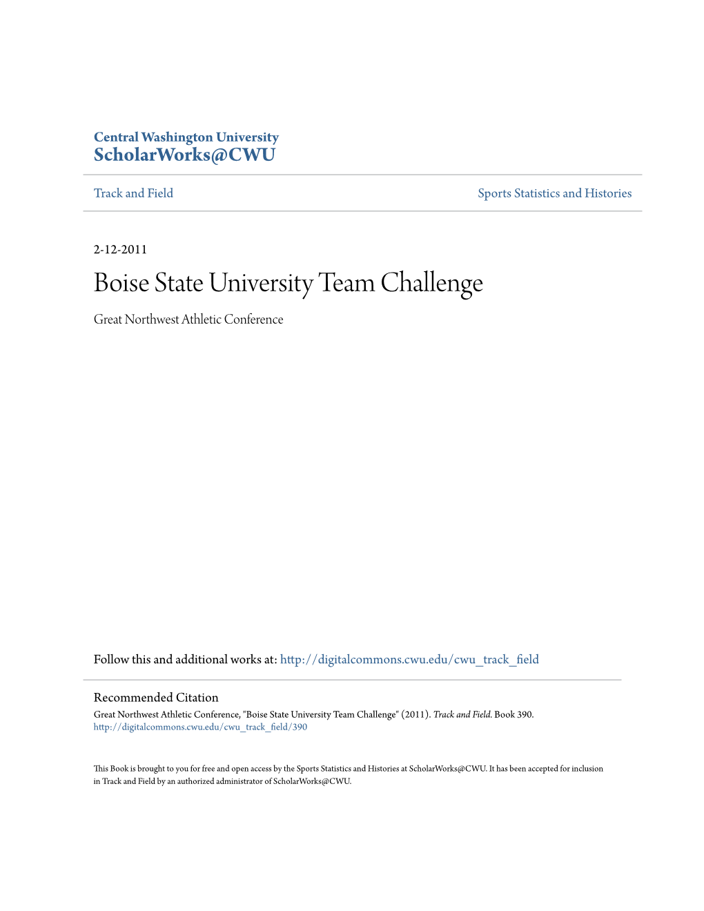 Boise State University Team Challenge Great Northwest Athletic Conference