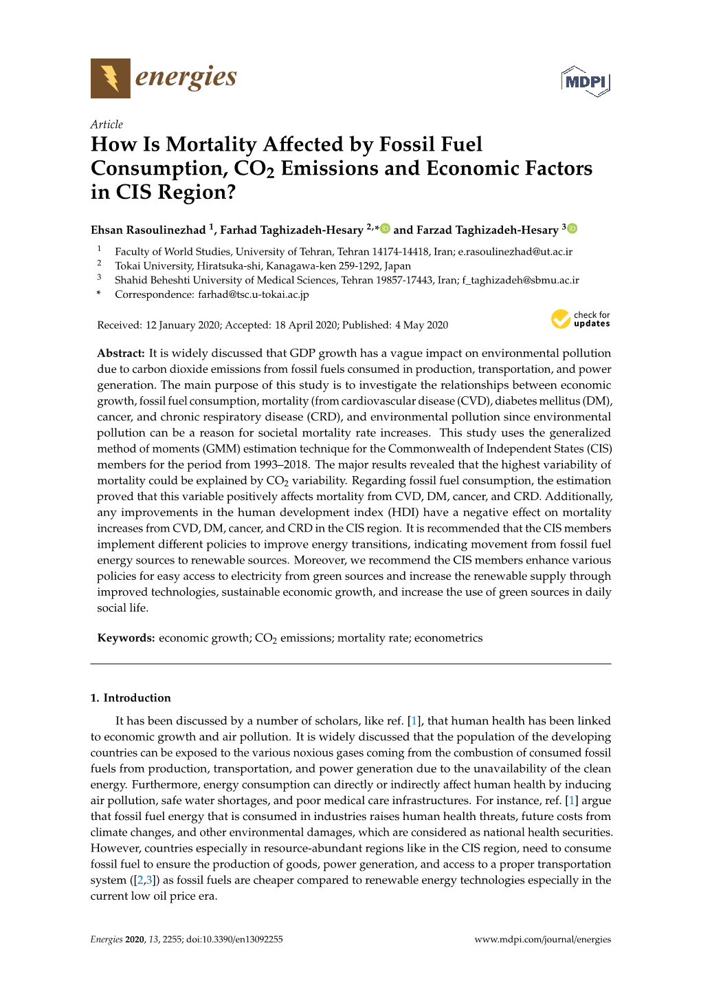 How Is Mortality Affected by Fossil Fuel Consumption, CO2 Emissions